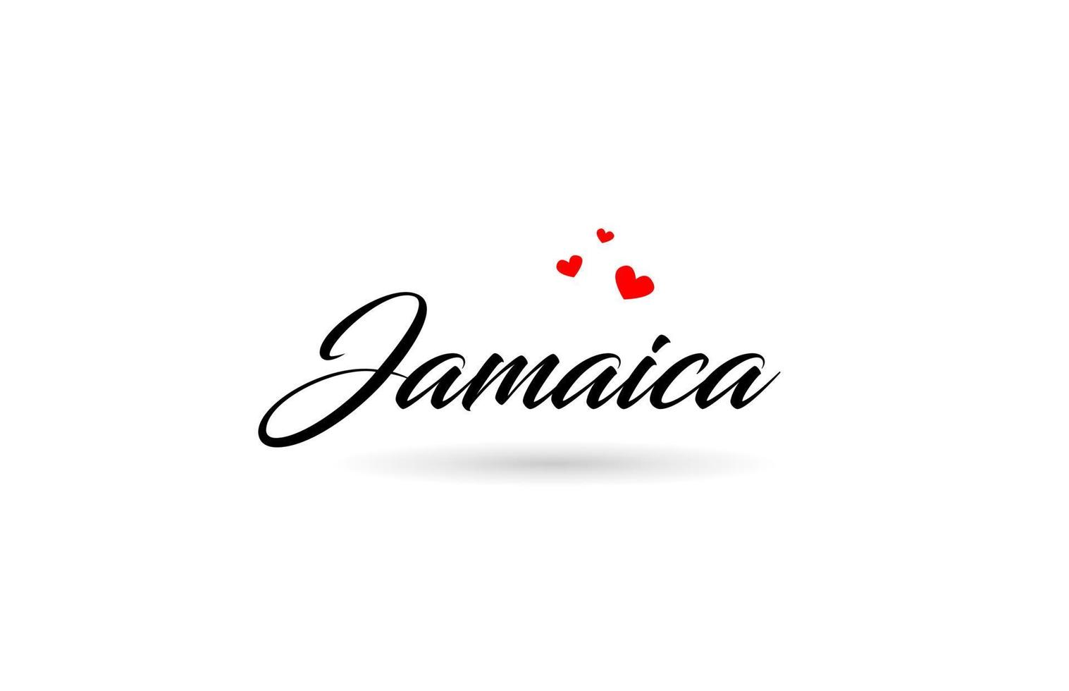 Jamaïque Nom pays mot avec Trois rouge l'amour cœur. Créatif typographie logo icône conception vecteur