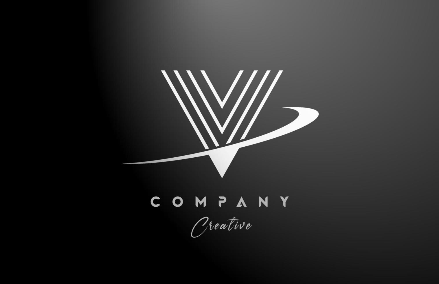 noir blanc v alphabet lettre logo icône conception avec virgule. Créatif ligne modèle pour entreprise et affaires vecteur
