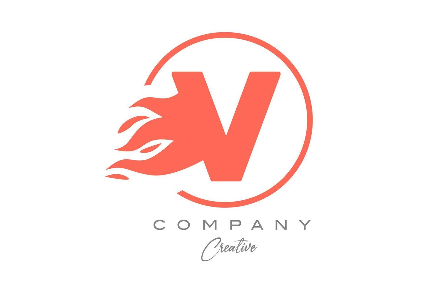 Orange v alphabet lettre icône pour entreprise avec flammes. Feu conception adapté pour une affaires logo vecteur
