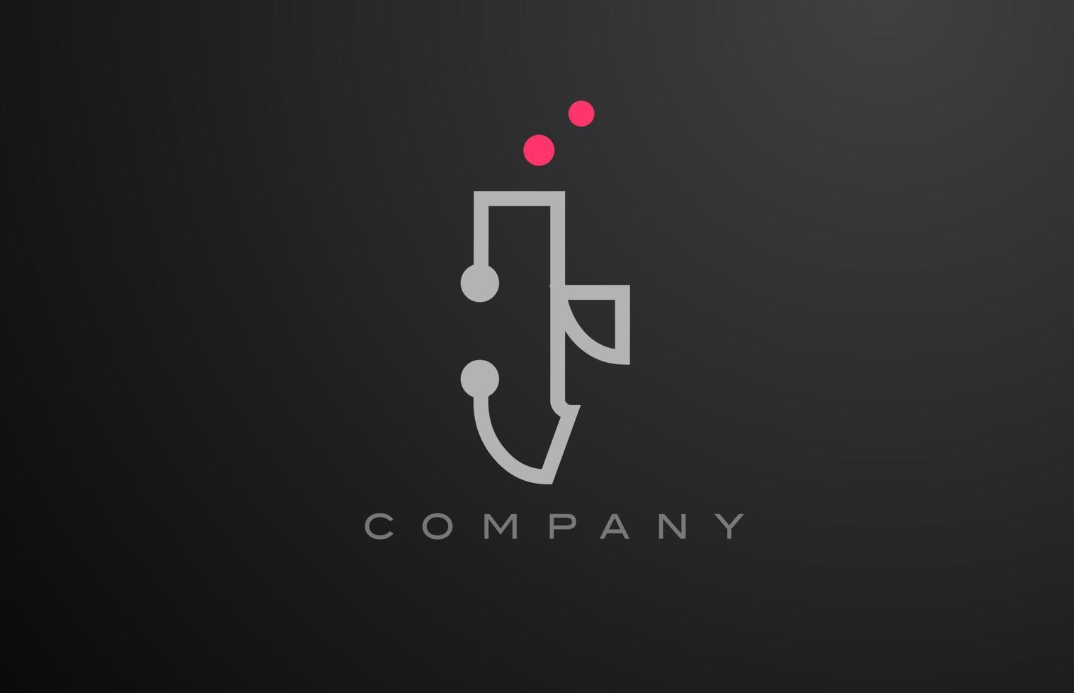 gris t alphabet lettre logo icône conception avec rose point. Créatif modèle pour affaires et entreprise vecteur