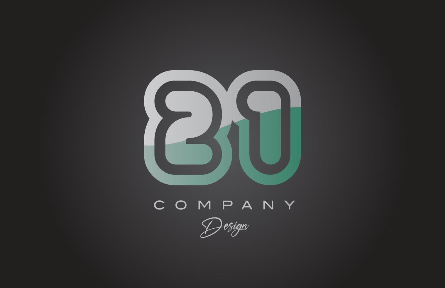 21 vert gris nombre logo icône conception. Créatif modèle pour entreprise et affaires vecteur