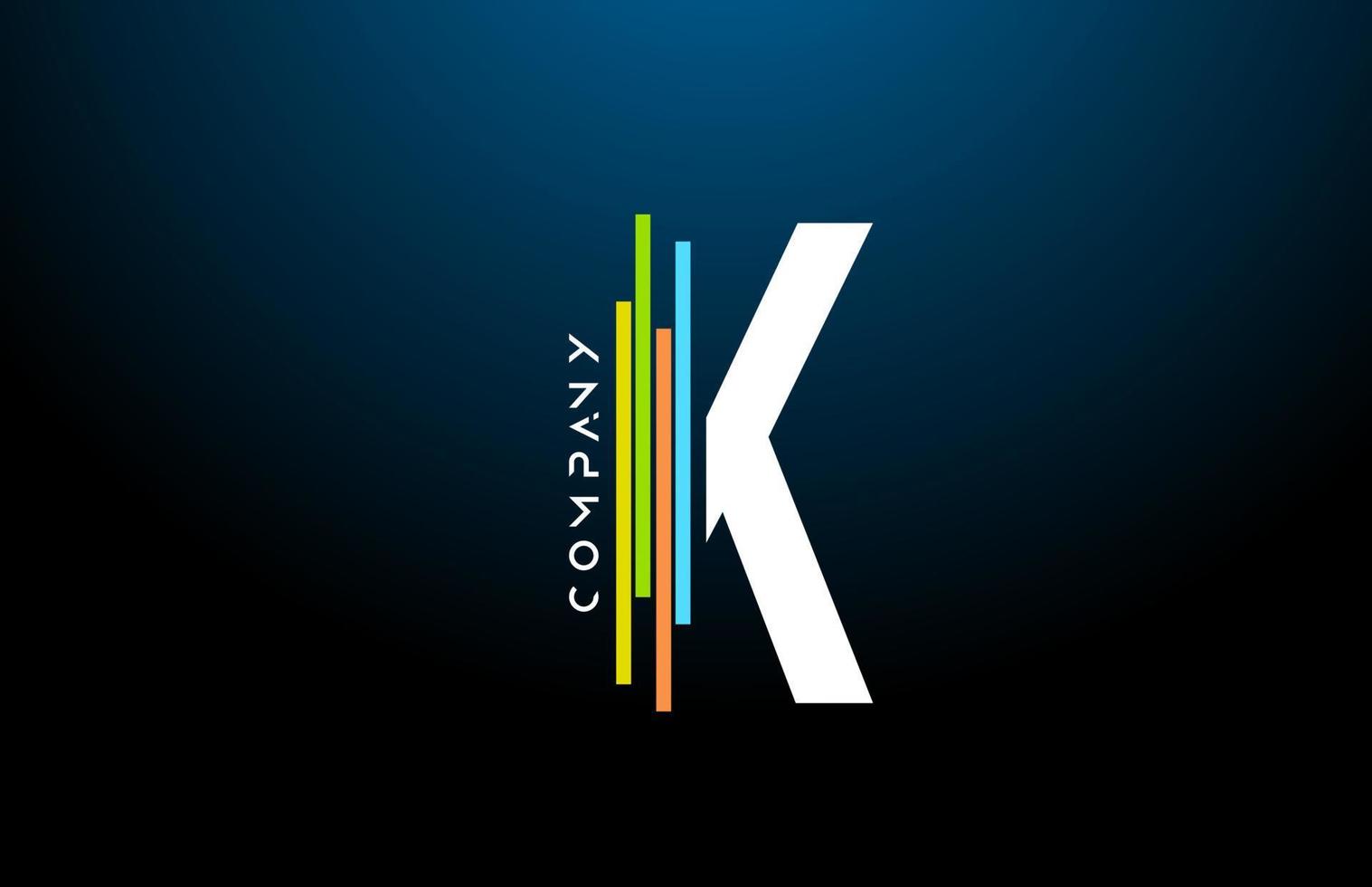 coloré k alphabet lettre logo icône conception avec doubler. Créatif modèle pour affaires et entreprise vecteur