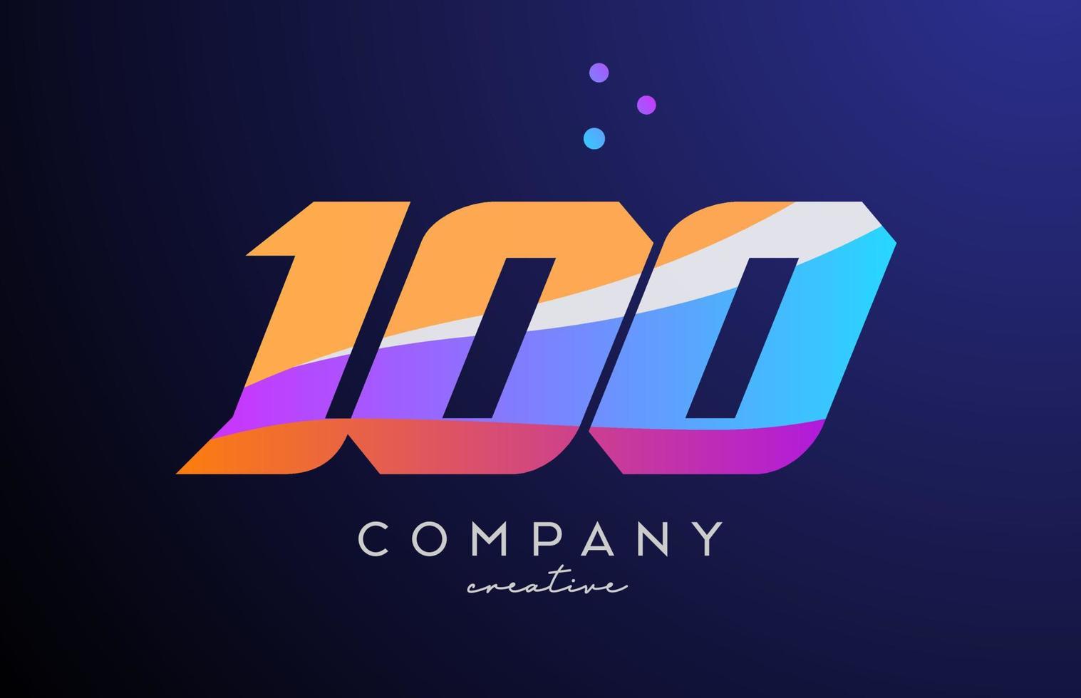 coloré nombre 100 logo icône avec points. Jaune bleu rose modèle conception pour une entreprise et affaires vecteur