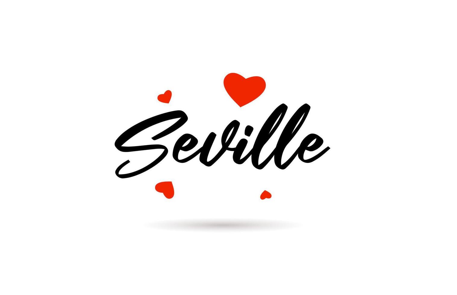 séville manuscrit ville typographie texte avec l'amour cœur vecteur