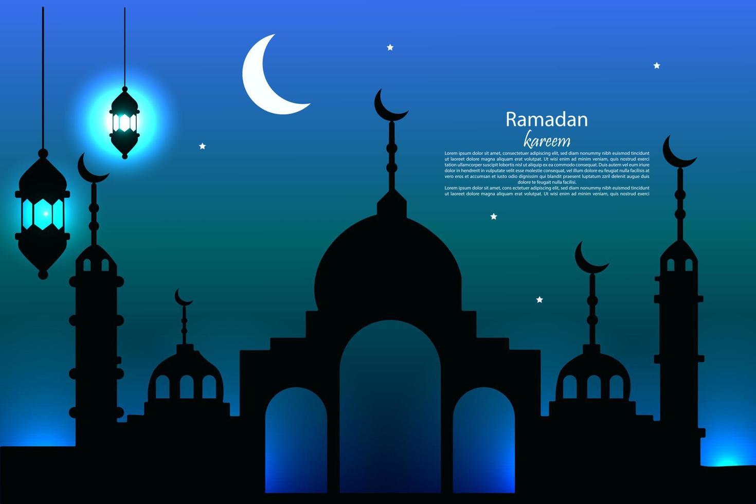 3d bannière vecteur Ramadan kareem mosquée, lanterne, élément, ornement Ramadan Contexte