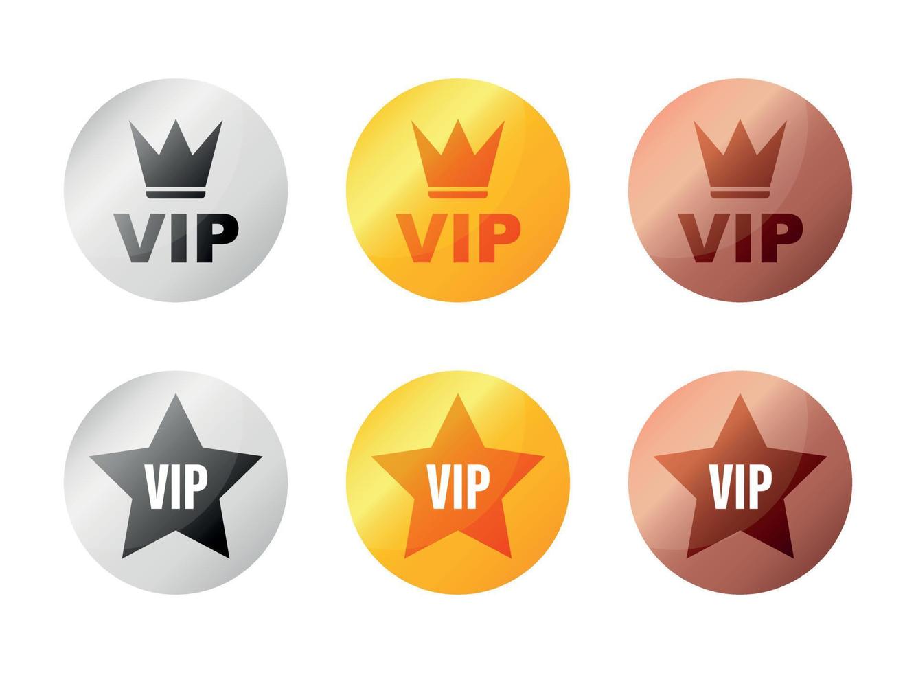 VIP badges icône dans plat style. or, argent et bronze Couleur vecteur illustration sur isolé Contexte. prime luxe signe affaires concept.