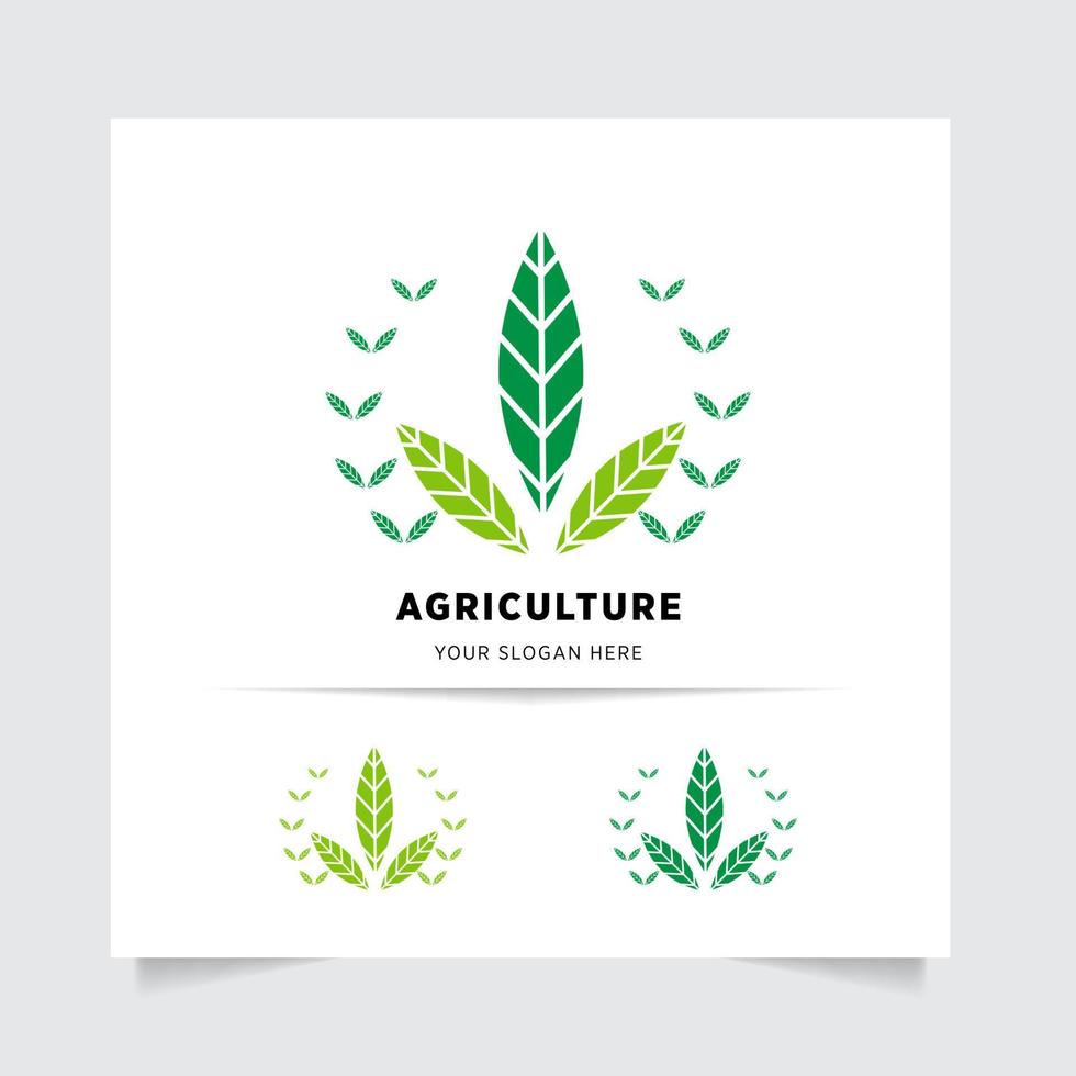 plat emblème logo conception pour agriculture avec le concept de vert feuilles vecteur. vert la nature logo utilisé pour agricole systèmes, Les agriculteurs, et plantation des produits. logo modèle. vecteur