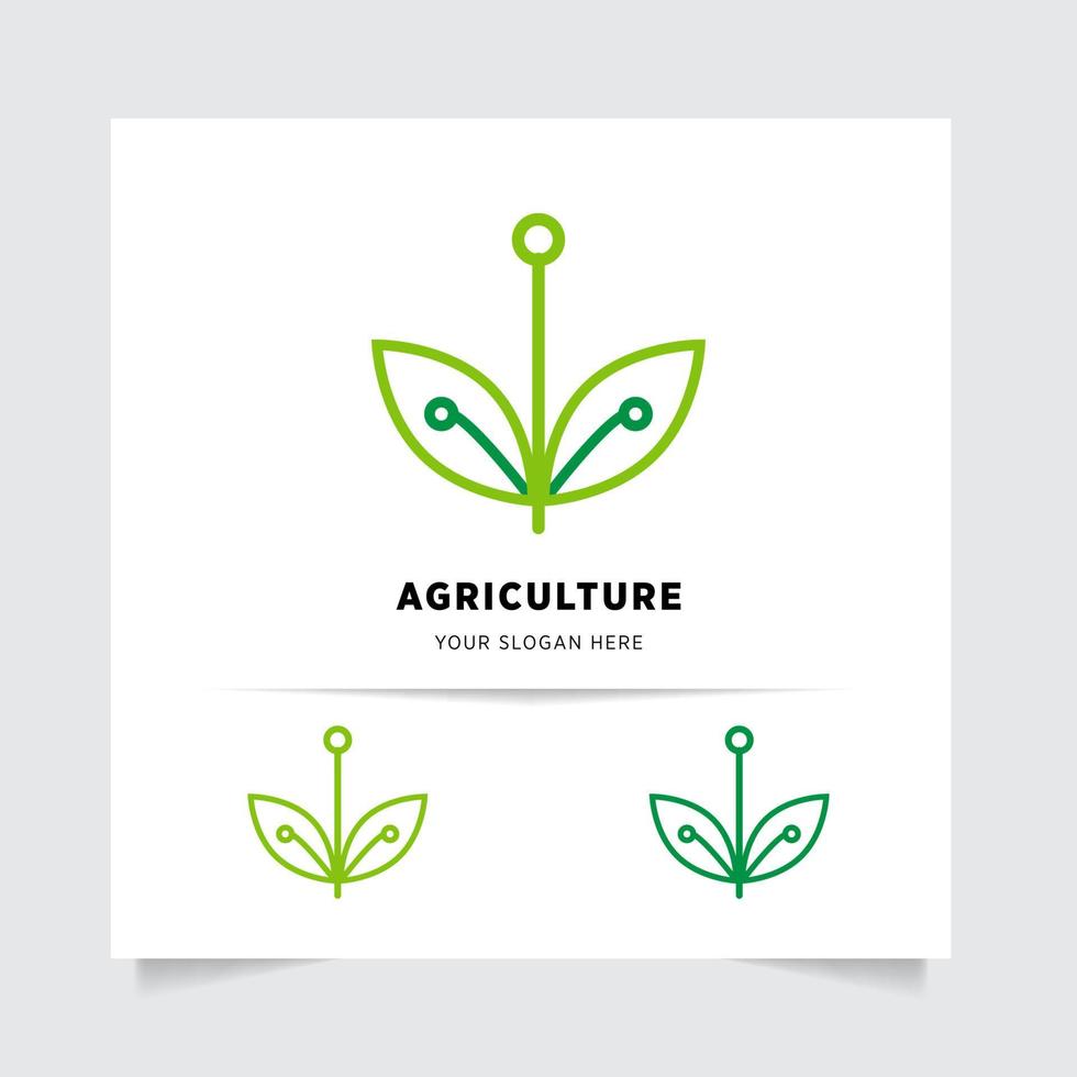 plat emblème logo conception pour agriculture avec le concept de vert feuilles vecteur. vert la nature logo utilisé pour agricole systèmes, Les agriculteurs, et plantation des produits. logo modèle. vecteur
