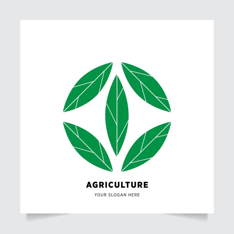 plat emblème logo conception pour agriculture avec le concept de vert feuilles vecteur. vert la nature logo utilisé pour agricole systèmes, Les agriculteurs, et plantation des produits. logo modèle. vecteur