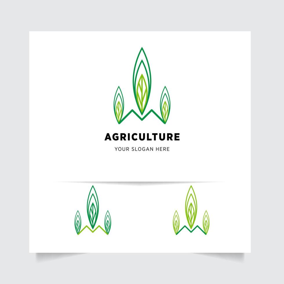 plat emblème logo conception pour agriculture avec le concept de vert feuilles vecteur. vert la nature logo utilisé pour agricole systèmes, Les agriculteurs, et plantation des produits. logo modèle. vecteur