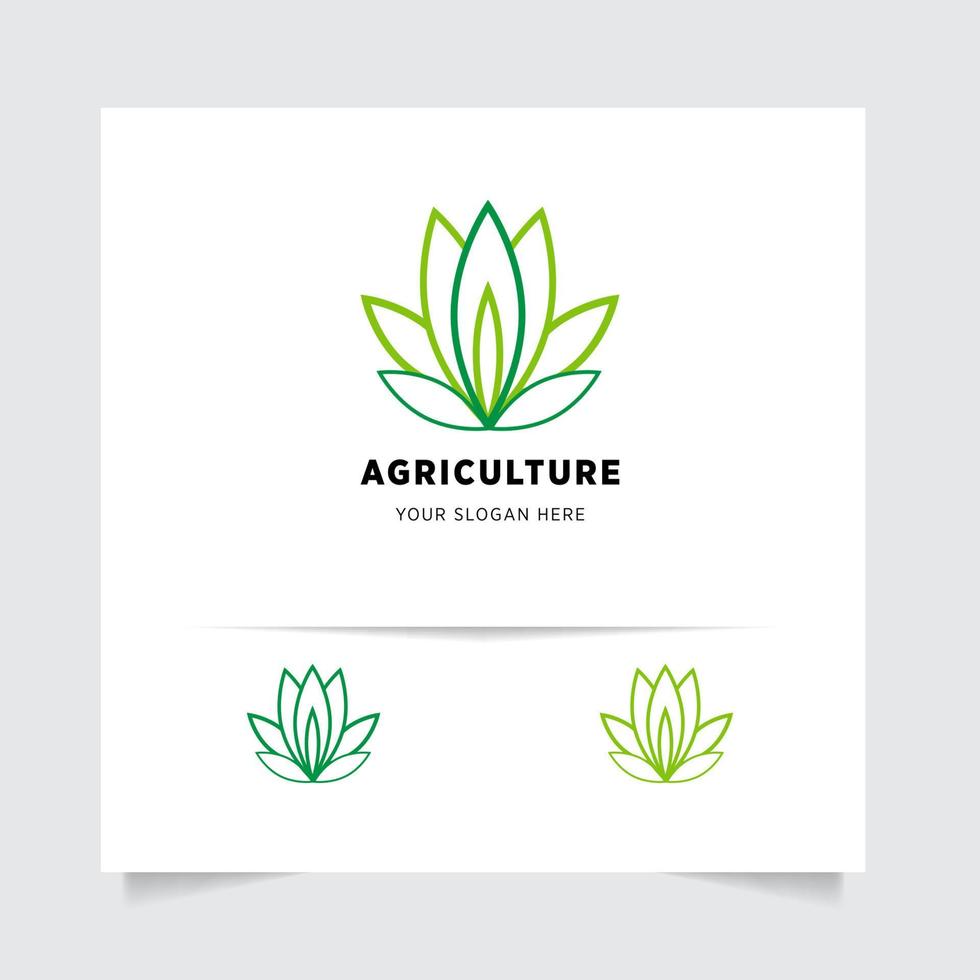 plat emblème logo conception pour agriculture avec le concept de vert feuilles vecteur. vert la nature logo utilisé pour agricole systèmes, Les agriculteurs, et plantation des produits. logo modèle. vecteur