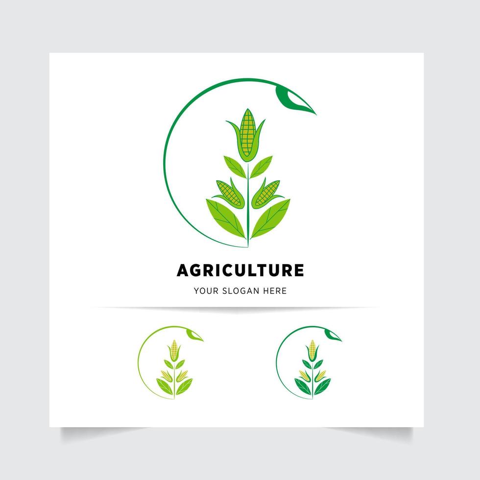 plat emblème logo conception pour agriculture avec le concept de vert feuilles vecteur. vert la nature logo utilisé pour agricole systèmes, Les agriculteurs, et plantation des produits. logo modèle. vecteur