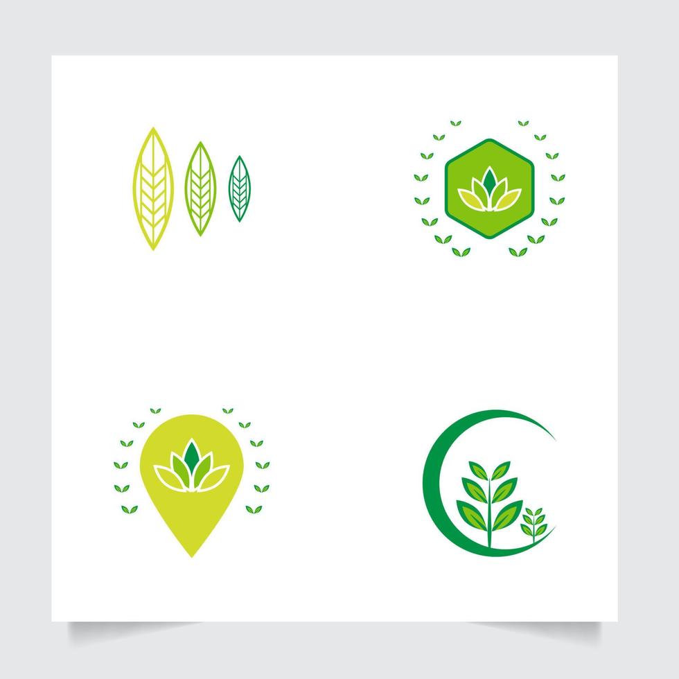 ensemble collecte plat emblème logo conception pour agriculture avec le concept de vert feuilles vecteur. vert la nature logo utilisé pour agricole systèmes, Les agriculteurs, et plantation des produits. logo modèle. vecteur