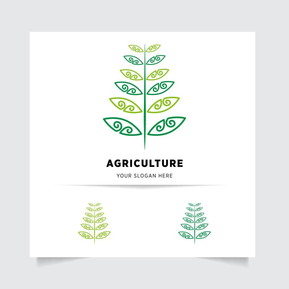 plat emblème logo conception pour agriculture avec le concept de vert feuilles vecteur. vert la nature logo utilisé pour agricole systèmes, Les agriculteurs, et plantation des produits. logo modèle. vecteur