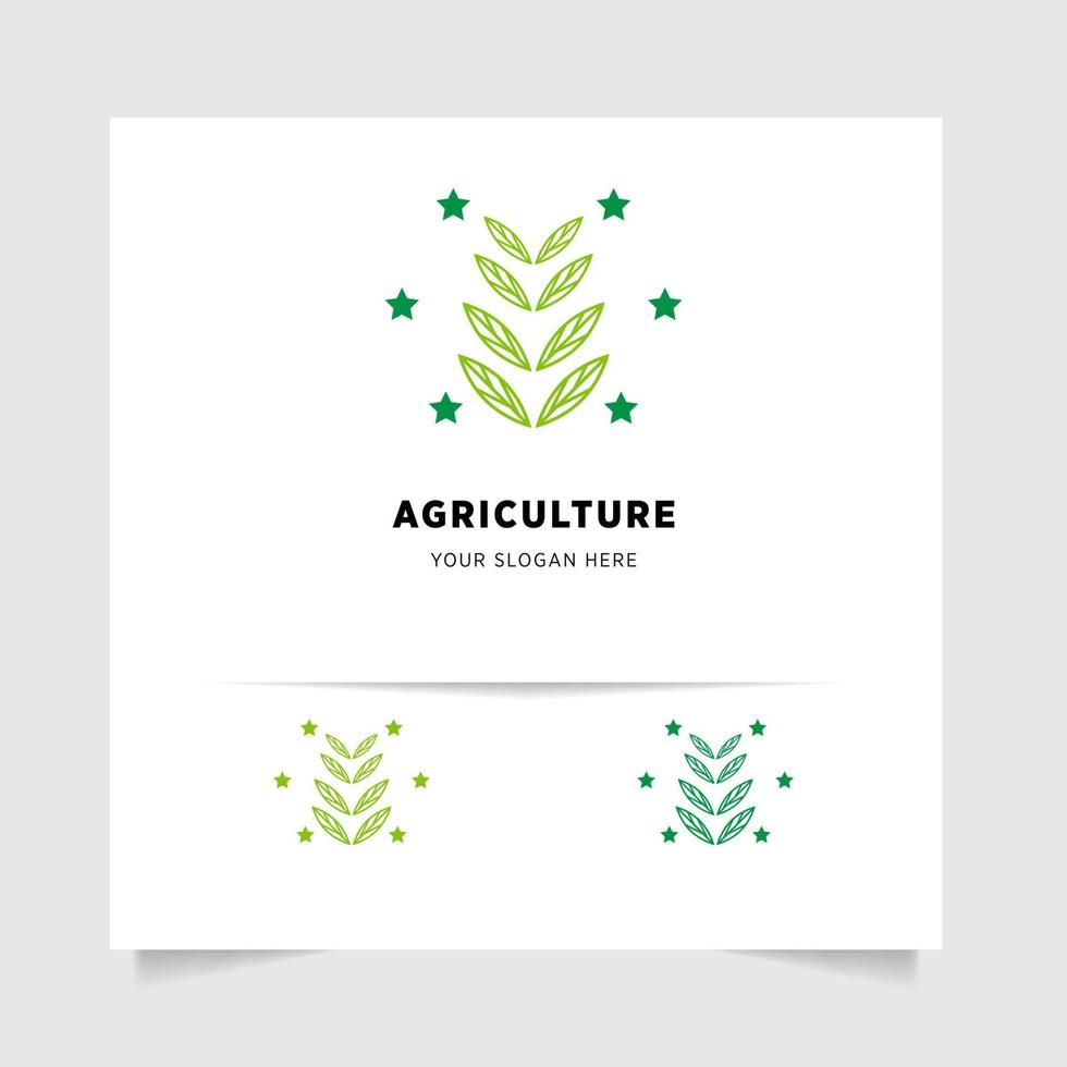 plat emblème logo conception pour agriculture avec le concept de vert feuilles vecteur. vert la nature logo utilisé pour agricole systèmes, Les agriculteurs, et plantation des produits. logo modèle. vecteur