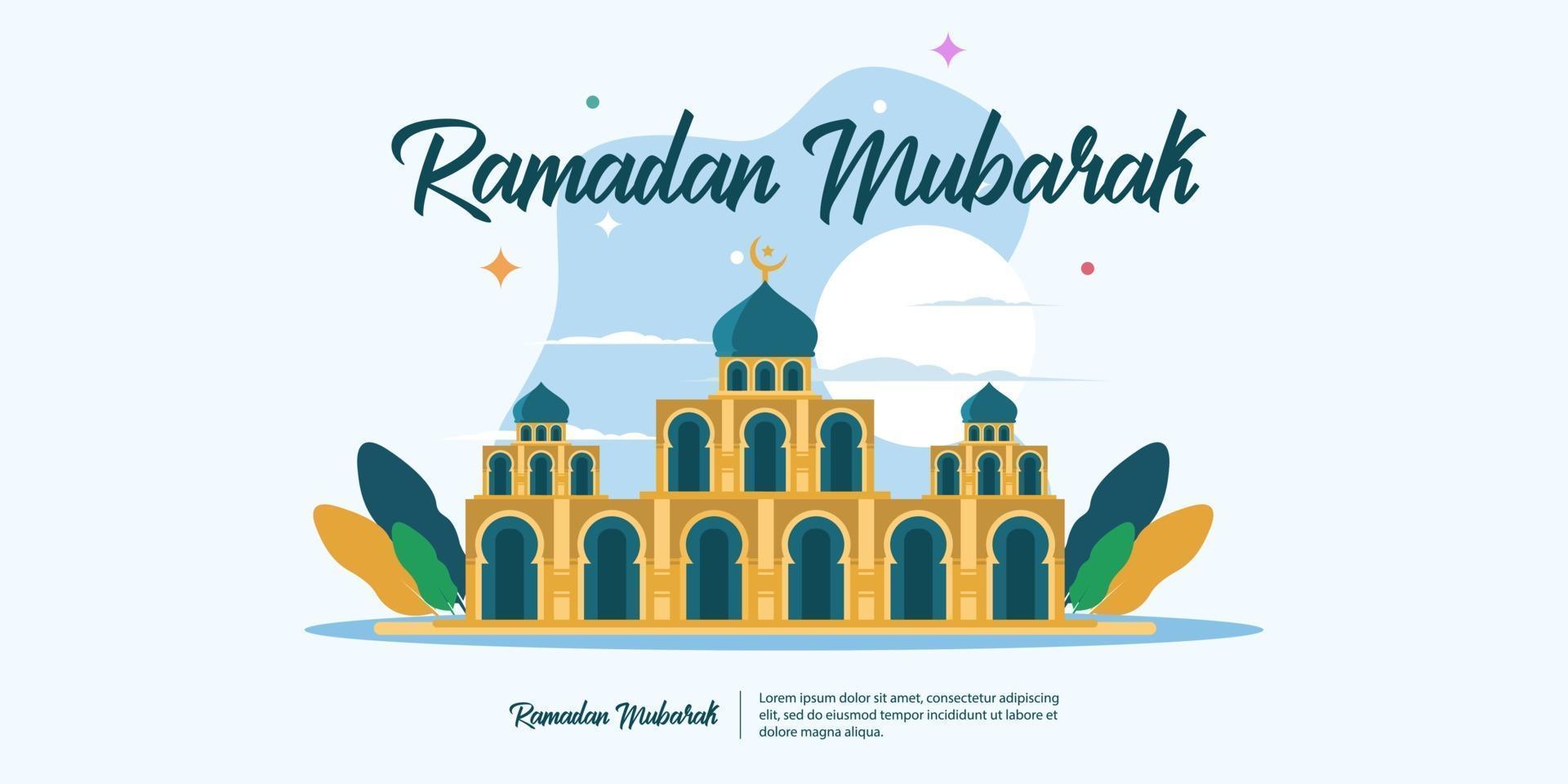 conception de ramadan mubarak avec mosquée vecteur