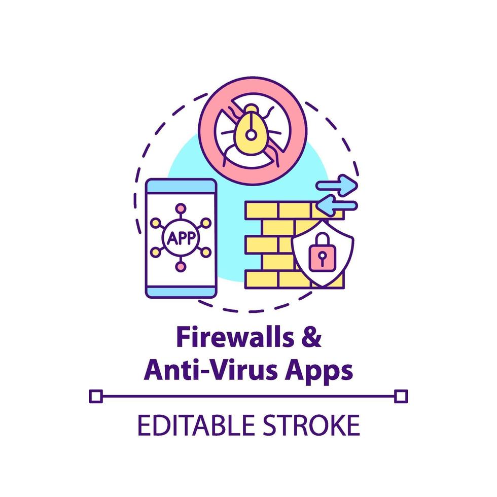 icône de concept de pare-feu et anti-virus vecteur