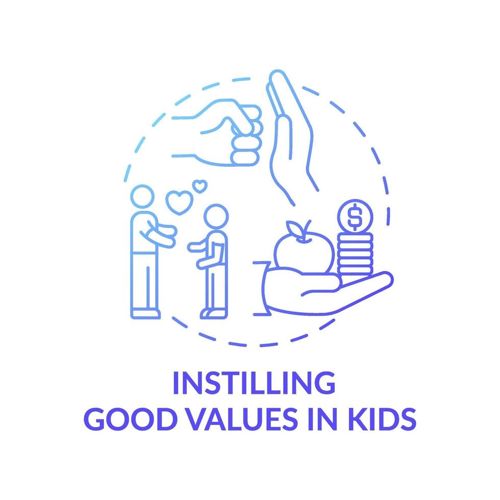 inculquer de bonnes valeurs à l'icône du concept dégradé bleu enfants vecteur