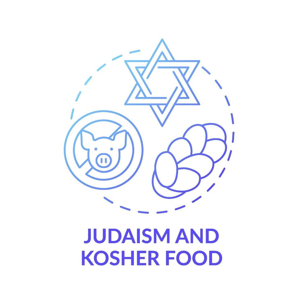 Judaïsme et icône de concept de dégradé bleu alimentaire casher vecteur