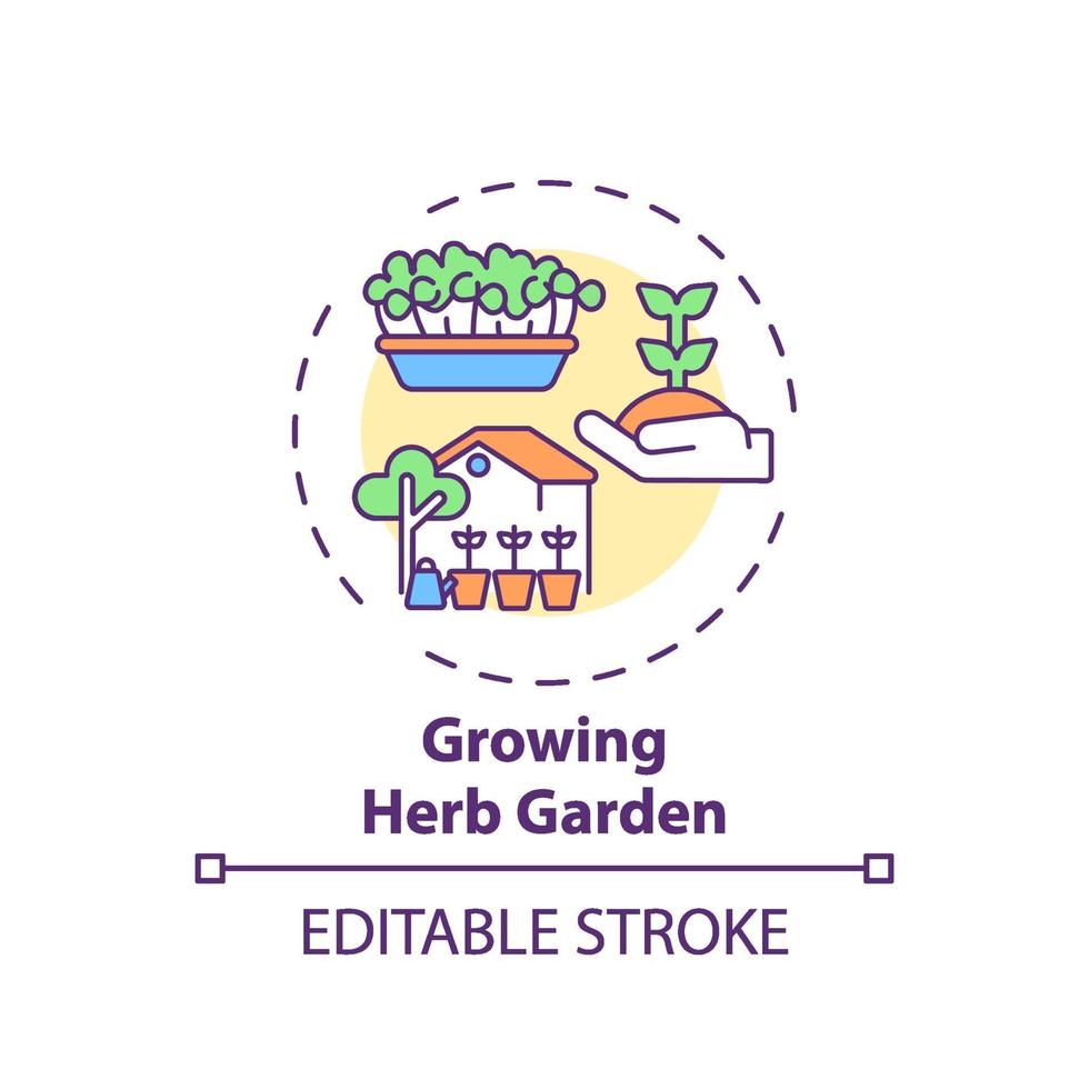 icône de concept de jardin d'herbes en croissance vecteur