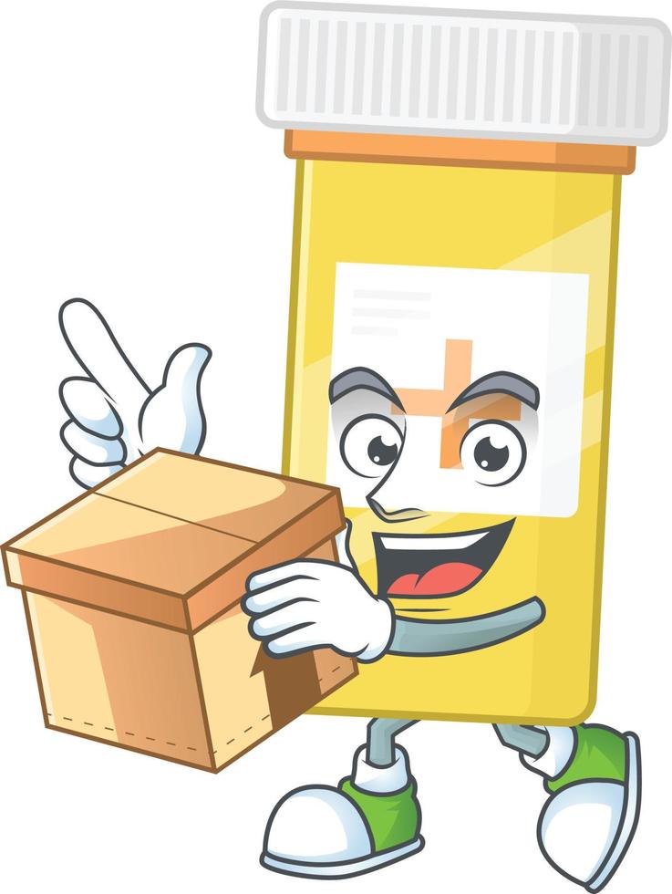 médicament bouteille dessin animé personnage vecteur