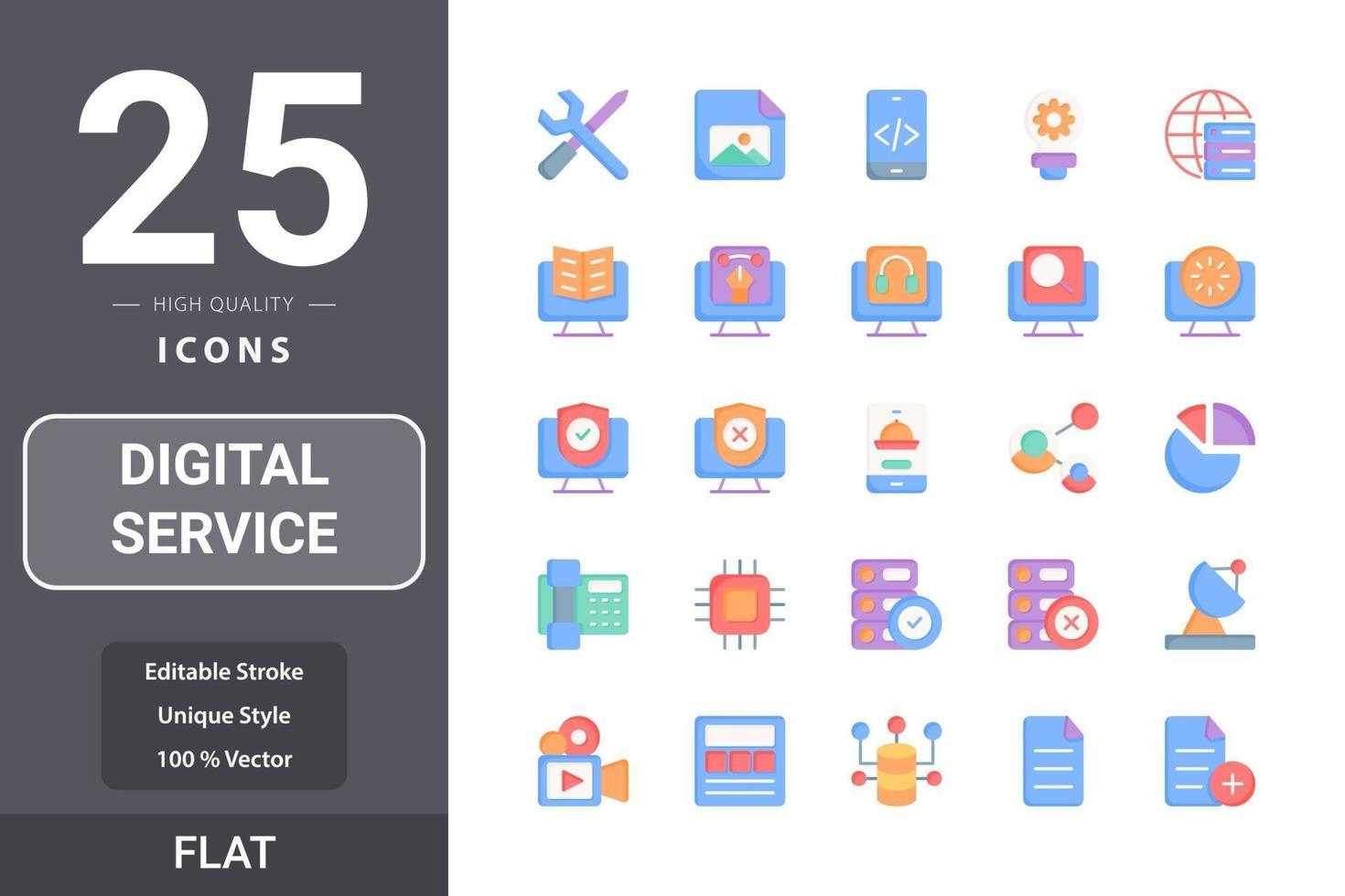 pack d'icônes de service numérique pour la conception de votre site Web, logo, application, interface utilisateur vecteur