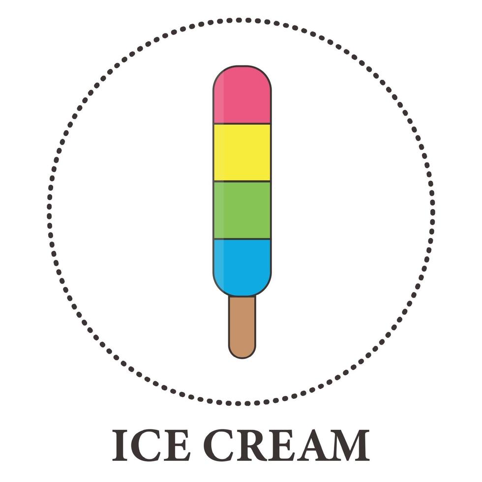 crème glacée réaliste sur bâton de popsicle sur fond blanc - vecteur