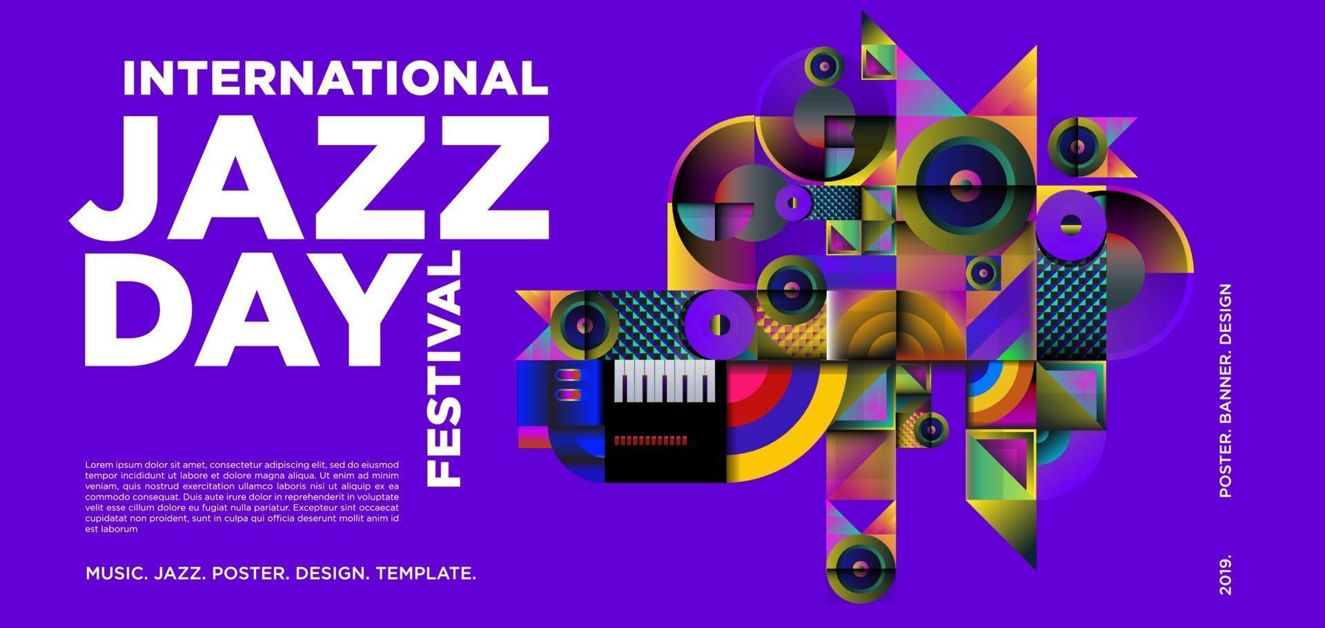 conception de bannière de la journée internationale du jazz coloré de vecteur