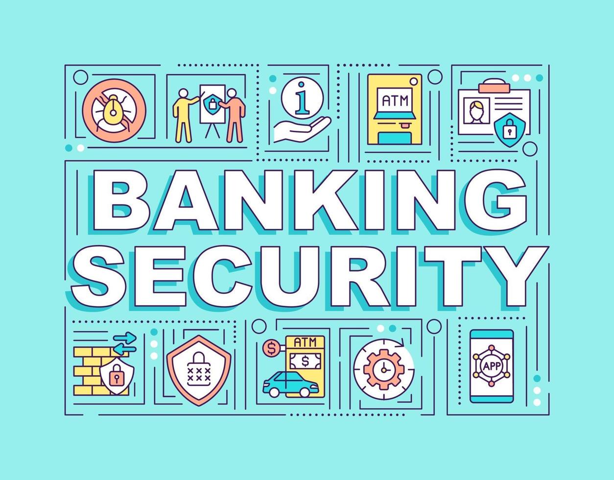 bannière de concepts de mot de sécurité bancaire vecteur