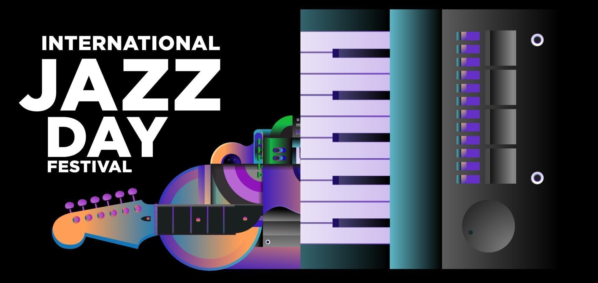 conception de bannière de la journée internationale du jazz coloré de vecteur