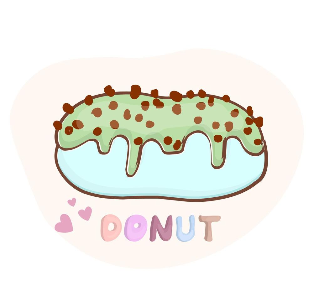 nationale Donut jour.vitré sucré Donut. dessiner marrant américain kawaii traditionnel sucré Donut vecteur illustration. américain traditionnel nourriture, cuisson, menu concept. griffonnage dans dessin animé style.