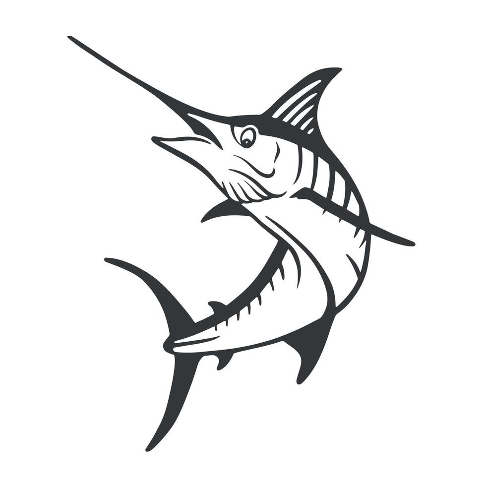 main tiré marlin poisson saut. conception éléments pour logo, étiqueter, emblème, signe, marque marquer. vecteur illustration.