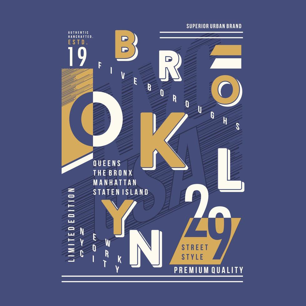 Brooklyn caractères graphique illustration, typographie vecteur, pour décontractée t chemise impression vecteur