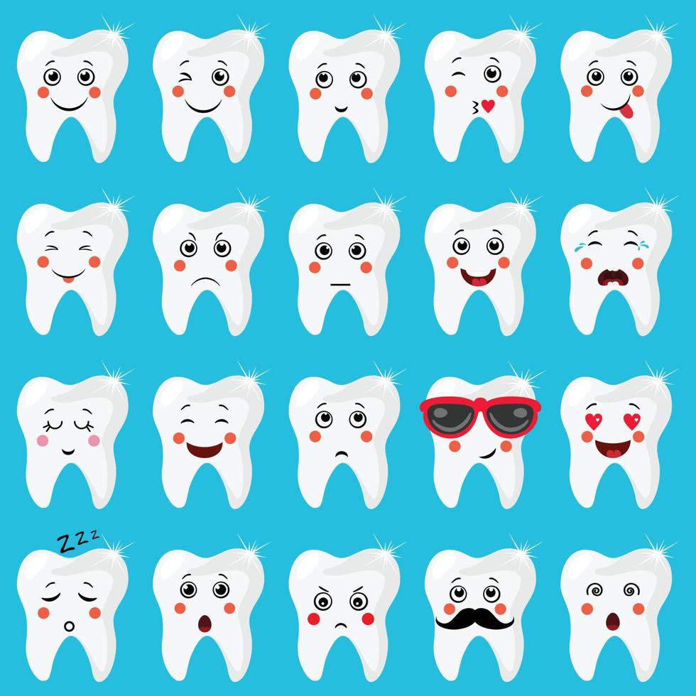 ensemble de une les dents avec différent expressions vecteur