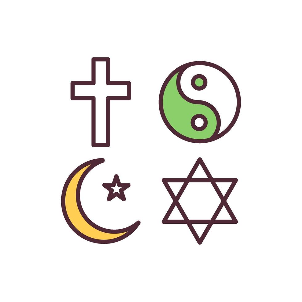 icône de couleur de la liberté de religion rgb vecteur