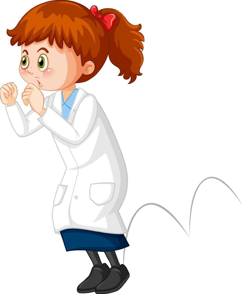 personnage de dessin animé de jolie fille portant une blouse de laboratoire scientifique vecteur