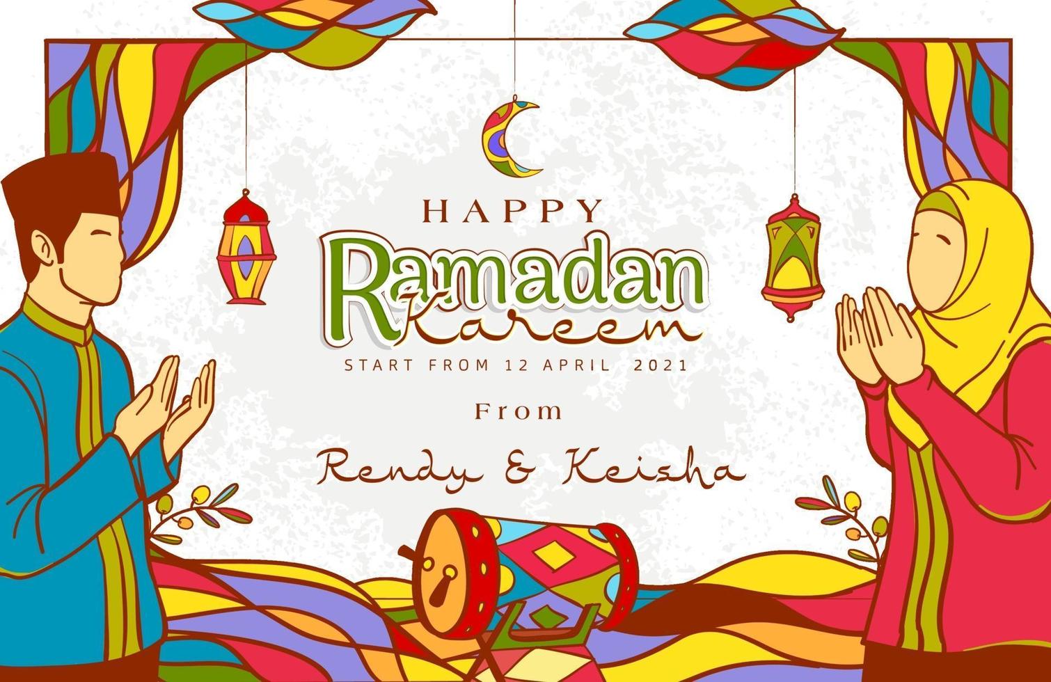 illustration de ramadan kareem dessiné à la main vecteur