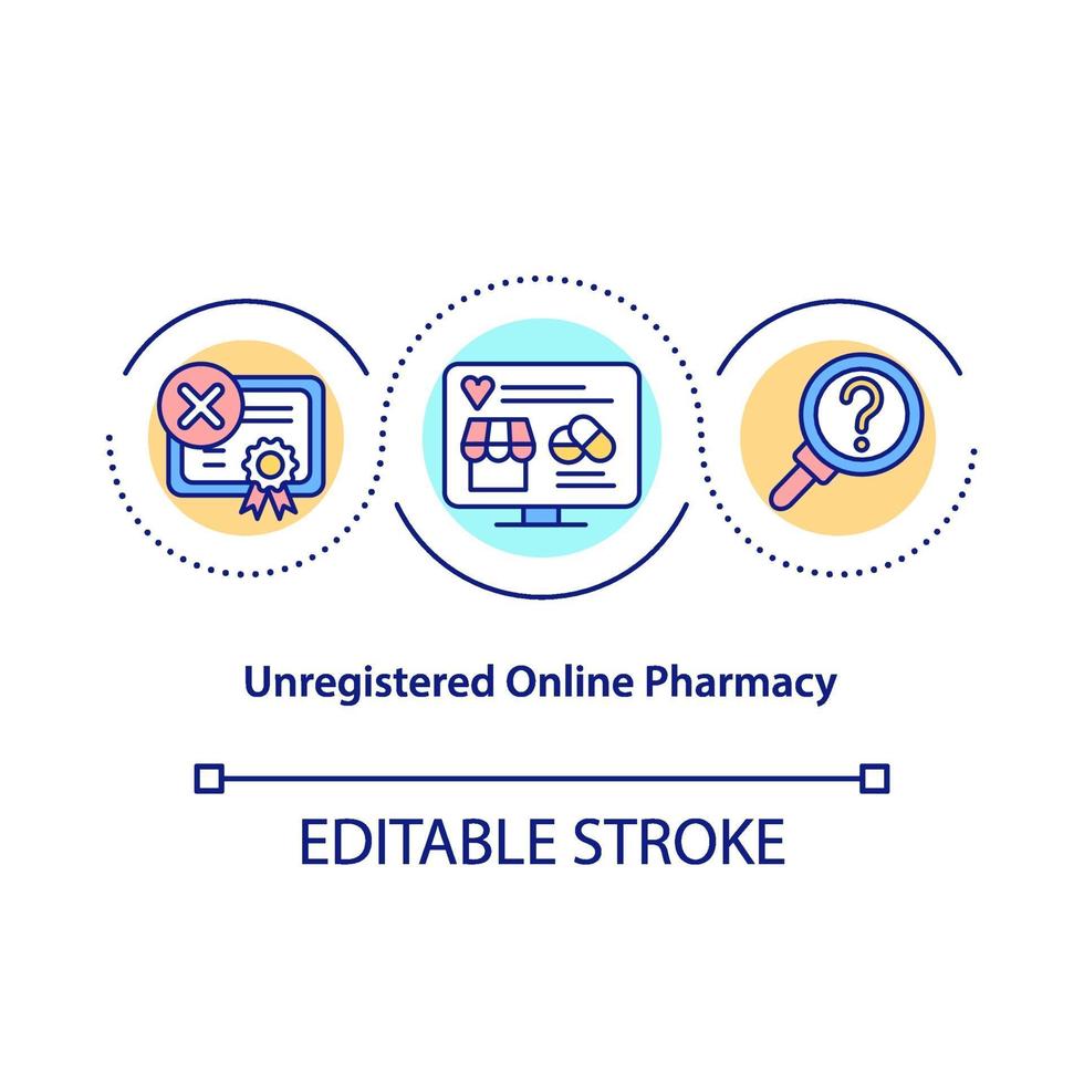 icône de concept de pharmacie en ligne non enregistrée vecteur
