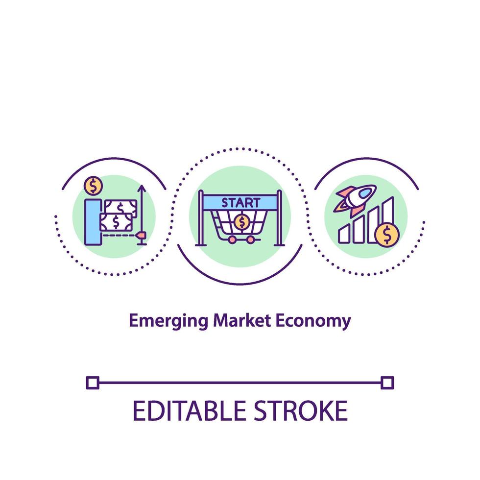 icône de concept d & # 39; économie de marché émergente vecteur