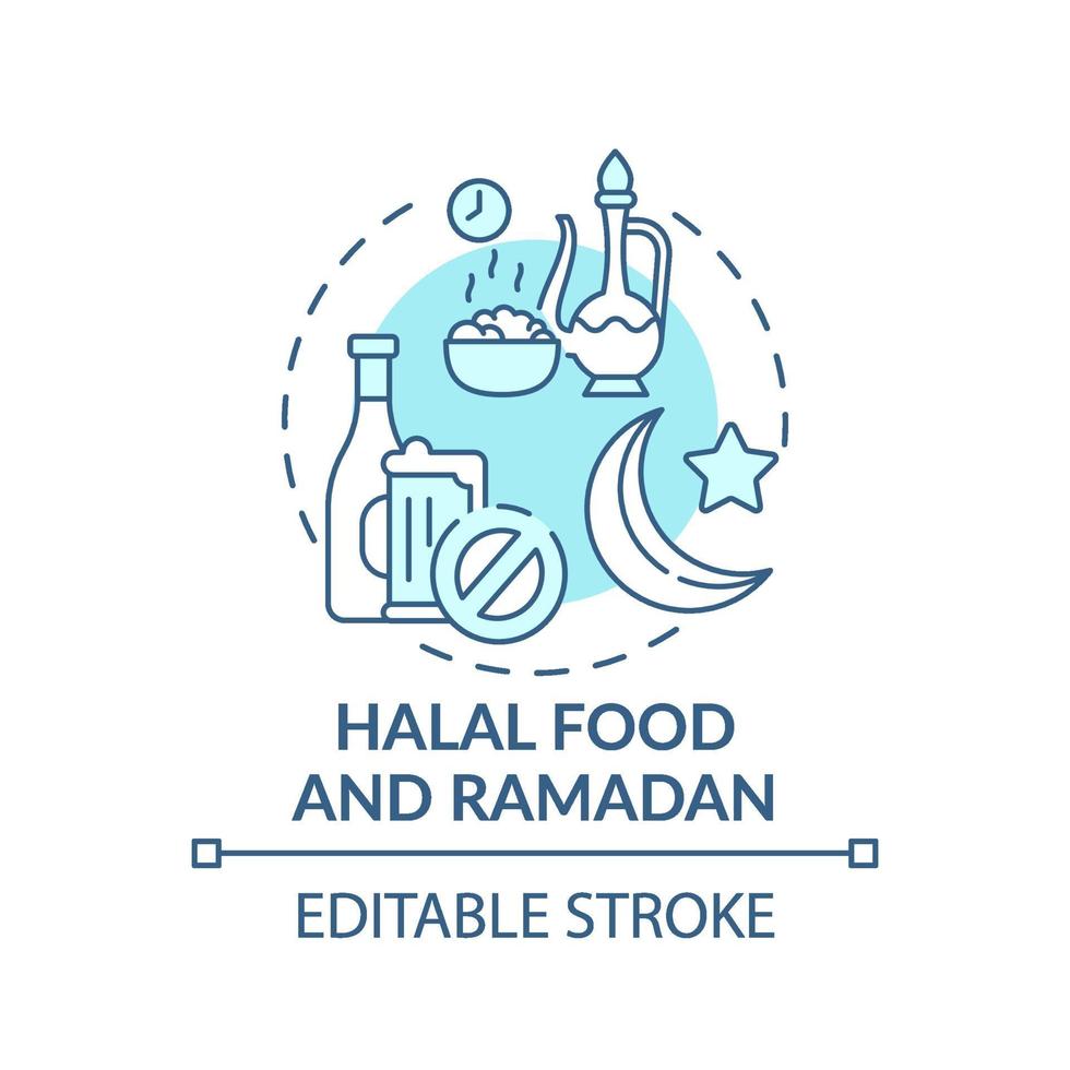 nourriture halal et icône de concept turquoise ramadan vecteur