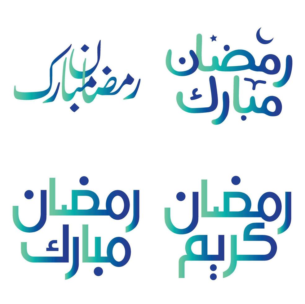 vecteur illustration de Ramadan kareem vœux avec pente vert et bleu arabe typographie.