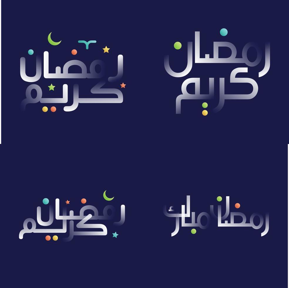 de fête blanc brillant Ramadan kareem calligraphie pack avec multicolore islamique conception éléments vecteur