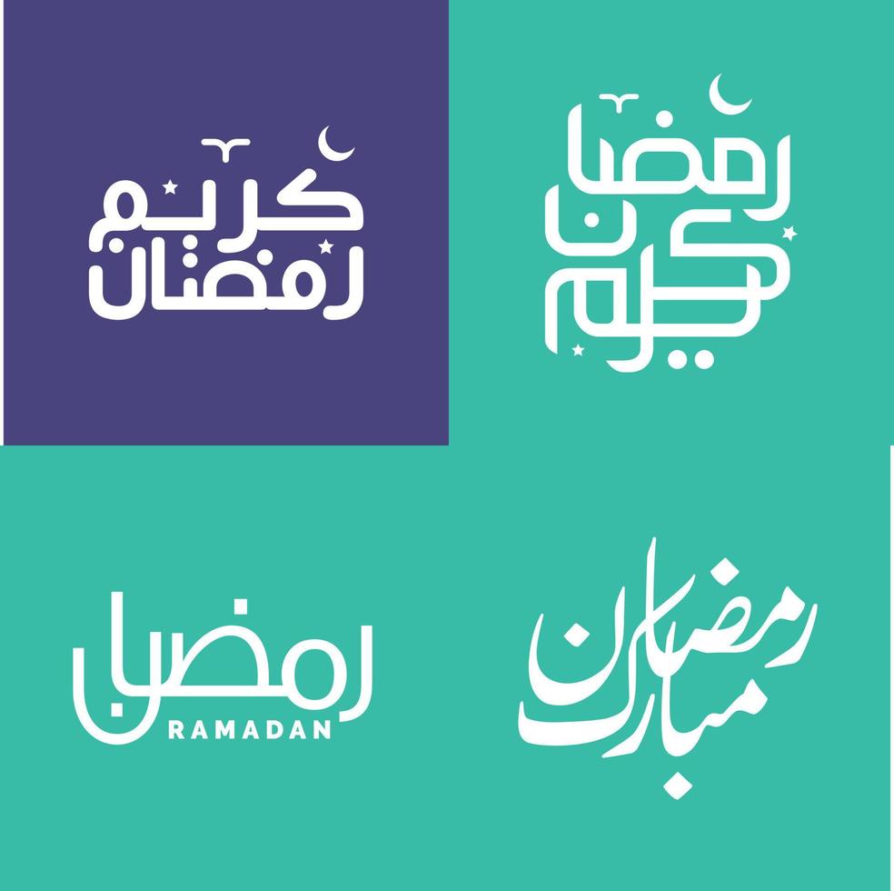 Facile et élégant Ramadan kareem calligraphie pack dans vecteur illustration.