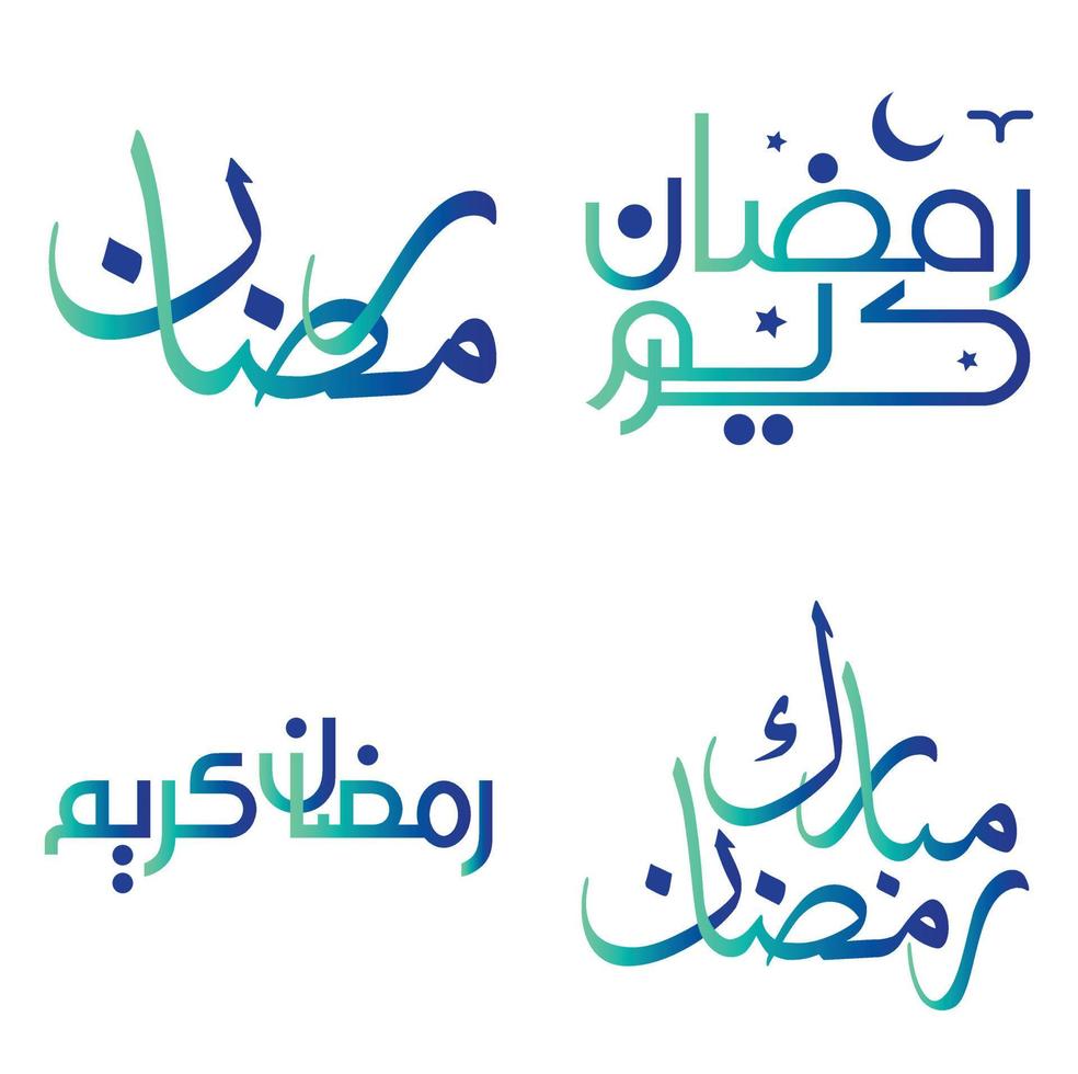 pente vert et bleu Ramadan kareem vecteur conception pour islamique jeûne mois avec élégant calligraphie.