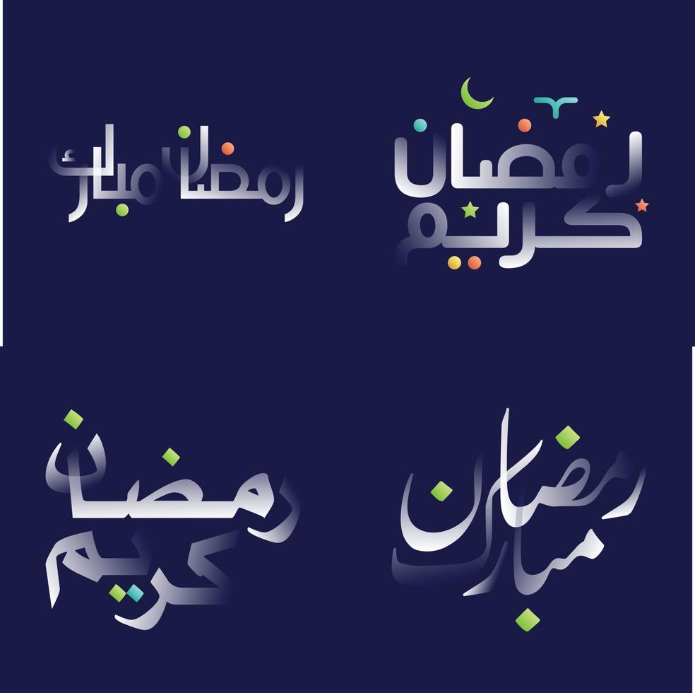 coloré Ramadan kareem calligraphie dans blanc brillant effet pour islamique de fête bannières et cartes vecteur
