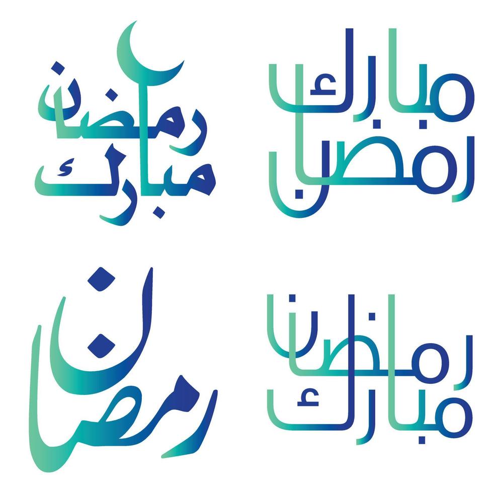 vecteur illustration de élégant pente vert et bleu Ramadan kareem calligraphie.