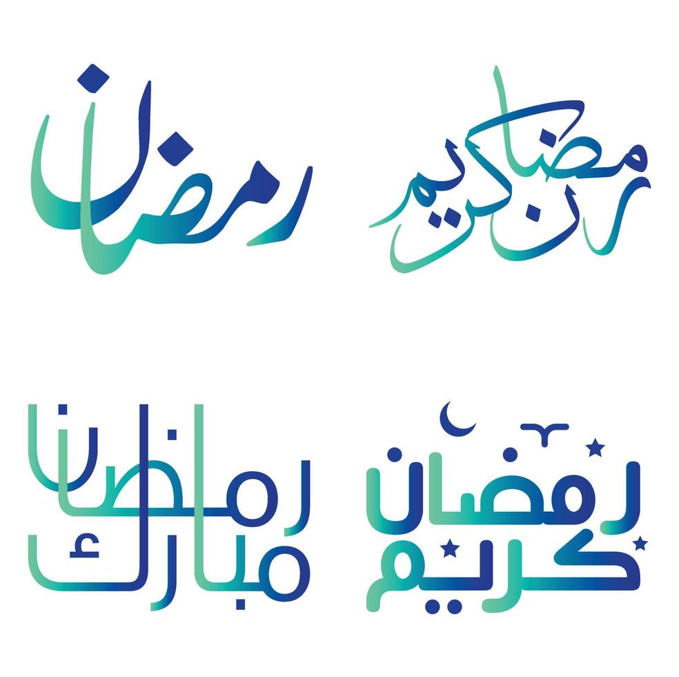 pente vert et bleu arabe calligraphie vecteur conception pour Ramadan kareem vœux.