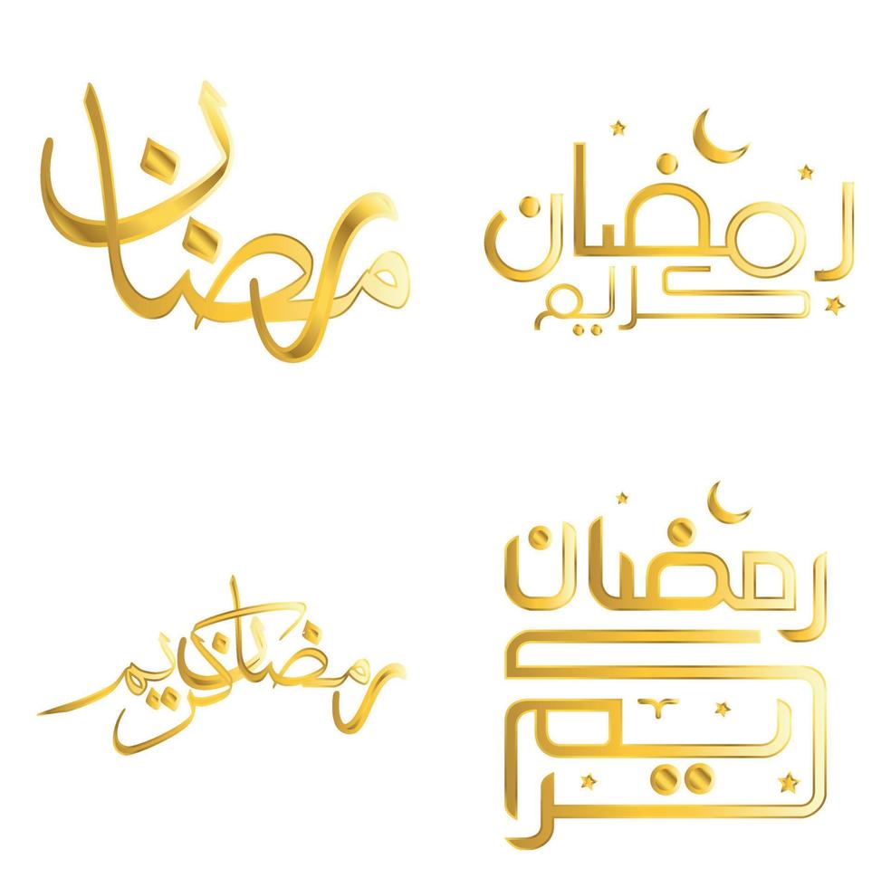 élégant d'or calligraphie pour Ramadan kareem salutation cartes vecteur illustration.