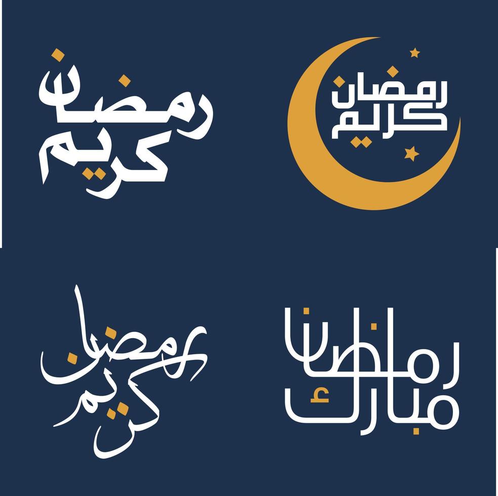 vecteur illustration de blanc calligraphie et Orange conception éléments pour Ramadan salutation cartes.
