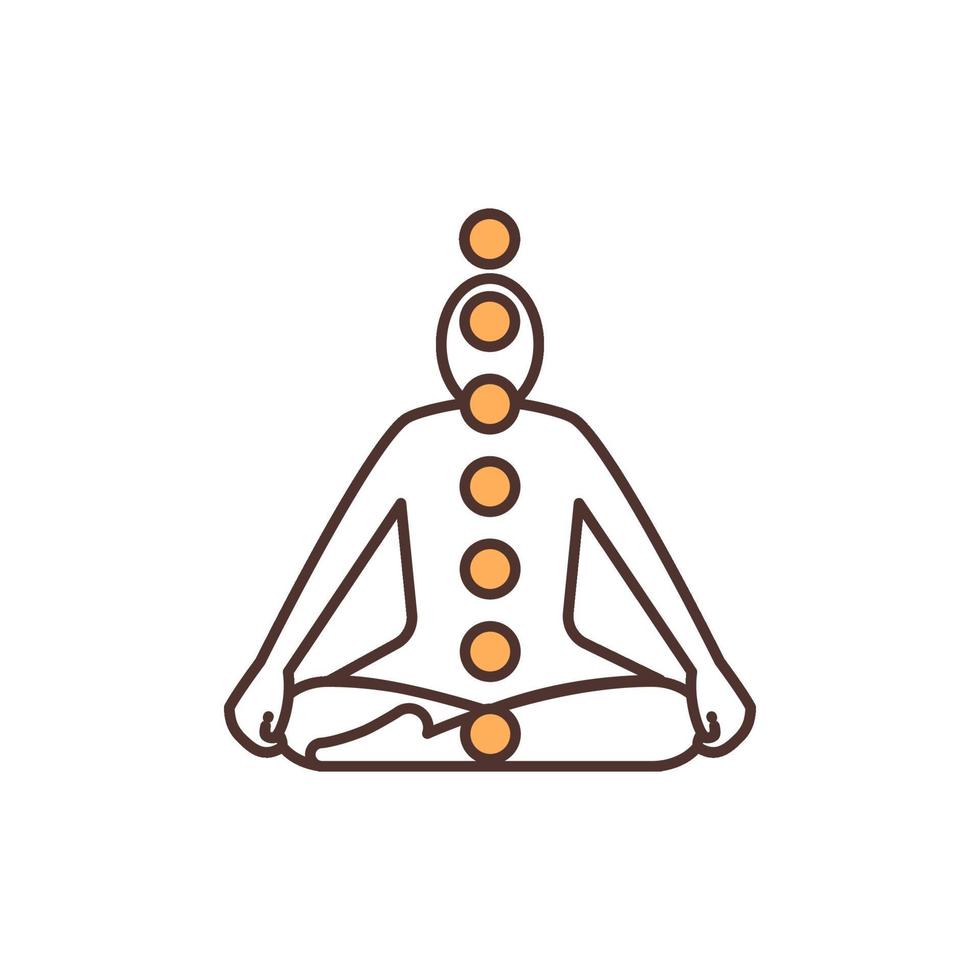 icône de couleur rgb des chakras dans le corps vecteur